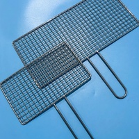 Grille de cuisson rectangulaire en acier inoxydable 304 de 1,8 mm à filetage interne pour barbecue au charbon de bois, avec poignée et bac à cendres, portable, réutilisable, facile à nettoyer