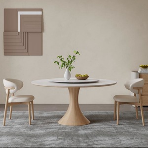 <b>Solid</b> <b>Wood</b> <b>Round</b> <b>Dining</b> <b>Table</b> Nordic Minimalist Design Stable Structure For <b>Dining</b> Room - Product Image 1