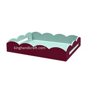 Plateau rectangulaire en bois laqué moderne, écologique, recyclable, durable, fait à la main, de qualité commerciale, pour servir les aliments - Product Image 4