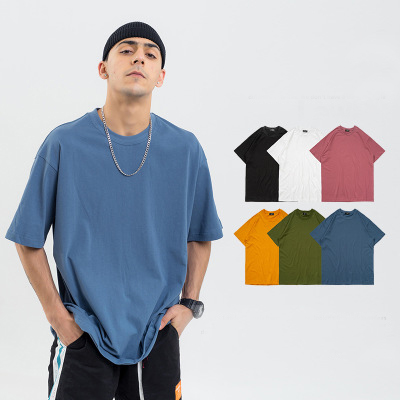 Оптовая продажа, многоцветная Футболка с принтом, однотонные футболки без рисунка, Мужская хлопковая футболка большого размера для мужчин