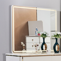Coiffeuse de maquillage en bois blanche et moderne de luxe Grands tiroirs de rangement Armoire Bureau Chambre à coucher Coiffeuse avec miroir LED