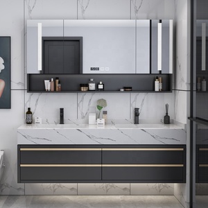 Meuble <span class=keywords><strong>de</strong></span> <span class=keywords><strong>salle</strong></span> <span class=keywords><strong>de</strong></span> <span class=keywords><strong>bain</strong></span> mural <span class=keywords><strong>LED</strong></span> moderne avec miroir intelligent et rangement, armoire flottante <span class=keywords><strong>de</strong></span> qualité hôtelière - Product Image 6
