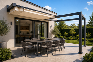 Pergola extérieure en aluminium à toit rétractable RK-E1, abri de patio résistant aux intempéries - Product Image 6