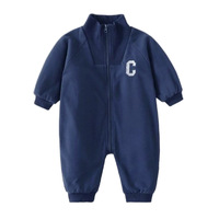Combinaison bébé en coton pour le printemps et l'automne avec fermeture éclair en forme de C, motif lettres, manches longues pour les nouveau-nés garçons