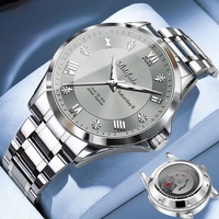Montre à quartz pour homme Aili Feida 027, acier inoxydable, verre minéral renforcé, cadran lumineux, 30 m d'étanchéité