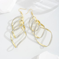 Boucles d'oreilles pendantes tendance en forme de feuille à plusieurs niveaux, en alliage bicolore or et argent, avec paillettes, fermoir hameçon, bijoux fantaisie, cadeau unisexe, fait main, Runcheng