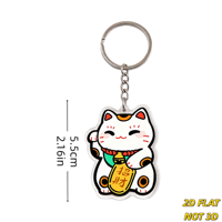Porte-clés Chat Porte-Bonheur Blanc Maneki-Neko avec Patte Relevée et Pièce de Monnaie, Breloque en Acrylique Découpée pour Clés ou Sac, Symbole de Bonne Fortune