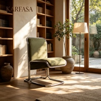 Chaise d'appoint, chaise de salle à manger à structure chromée, chaise d'appoint Bauhaus avec dossier rond pour la maison, la cuisine, le café