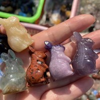 Pierre sculptée en cristal de lapin poli multicolore, naturelle et guérisseuse, breloque lâche pour bijoux faits main, décoration intérieure, artisanat et cadeaux