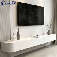 Meuble TV en bois long et incurvé, meuble de rangement populaire pour salon, meuble TV personnalisé
