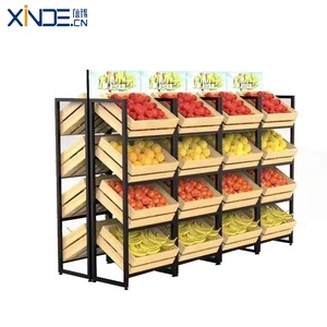 Xinde đa chức năng di chuyển siêu thị kệ đôi bên Gondola Kệ di động trái cây và rau nhựa hiển thị giá - Product Image 1