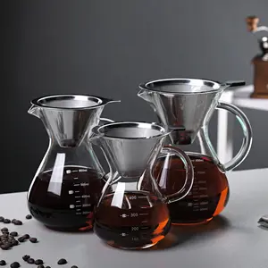 400 ml/600 ml/800 ml สูงแก้ว Borosilicate กาแฟชุดเครื่องมืออุปกรณ์เสริม Dripper เซิร์ฟเวอร์กาแฟมือหม้อกาแฟหยดพร้อมที่จับ