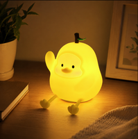 Lampe de nuit LED rechargeable en plastique en forme de canard, lumière chaude, 3 niveaux de luminosité, minuterie 30 minutes, support de téléphone, USB-C, pour chambre à coucher
