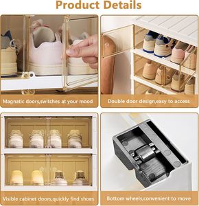 Có thể gập lại hiện đại siêu mỏng hình chữ nhật nhựa đúc giày Tủ giá cho nhà - Product Image 4