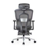 Chaise de bureau moderne en maille avec appui-tête réglable, repose-pieds, soutien lombaire adaptatif et base chromée pour le bureau à domicile