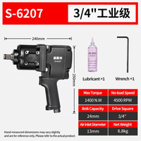Tournevis pneumatique de type pistolet de qualité industrielle, couple de 1400 N.m, démarrage par poussée, bidirectionnel, vis M24, S-6207