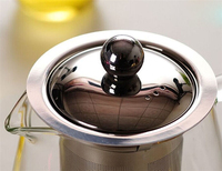 Service à thé et café en verre borosilicate transparent soufflé à la main, moderne, 600 ml, écologique, résistant à la chaleur, avec filtre et couvercle PSC