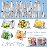 Ensemble professionnel de douilles russes sans soudure en acier inoxydable 304 de qualité alimentaire, vente en gros, écologique, sans BPA, 57 pièces, pour pâtisserie