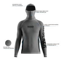 Haut de surf à capuche pour homme, protection du cou et du visage, haut de compression à séchage rapide anti-UV pour les sports nautiques
