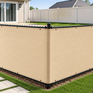 Écran de clôture en HDPE beige sur mesure, traité anti-UV, maille respirante pour jardin, patio, clôture grillagée - Product Image 1