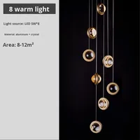 Lustre LED en acier inoxydable de taille moyenne, décoration de villa, lumière d'ambiance, escalier duplex, loft, lampe longue