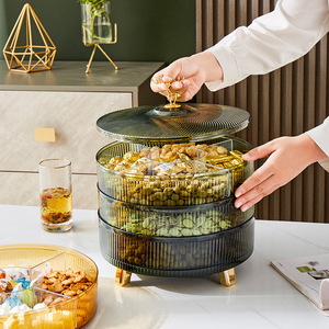 Transparent Multi Layer Fruit Plate Stackable Candy Dried Fruit <b>Snack</b> <b>Tray</b> With Lid For Living Room Party Use - Product Image 1