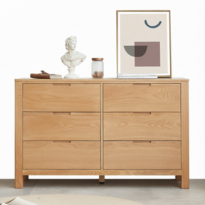 <span class=keywords><strong>Commode</strong></span> <span class=keywords><strong>scandinave</strong></span> en chêne massif à <span class=keywords><strong>6</strong></span> <span class=keywords><strong>tiroirs</strong></span>, meuble de rangement autoportant pour chambre à coucher - Product Image 1