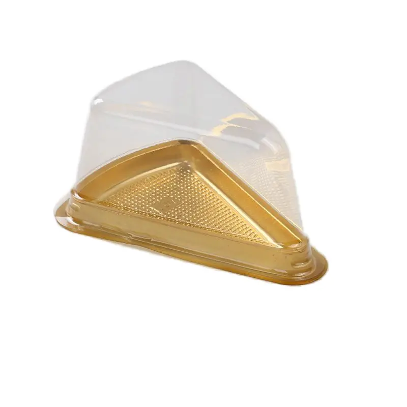 Factory best-selling food grade triangular cheese cake packaging box with lid, vacuum molded transparent dessert container