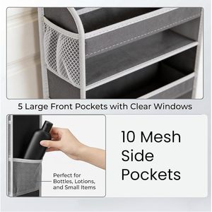 Over The Door Organizer 33x15x85cm With <b>Toiletry</b> Bag For Bathroom <b>Storage</b> Hook Type Non Woven Fabric Single Column - Product Image 4