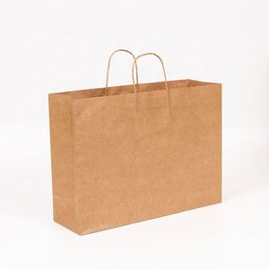 Bolsas de Papel Kraft para Compras de Regalos de Lujo Ecológicas al por Mayor de Fábrica KM OEM con Logotipo Personalizado e Impresión Flexográfica - Product Image 1