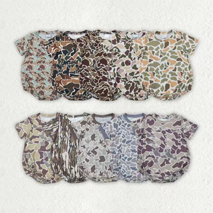 Combinaison d'été pour bébé, prête à être expédiée, combinaison courte à manches courtes camouflage pour garçon - Product Image 1