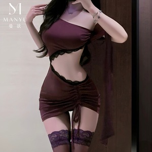 Manyu Lingerie Originale Nouveau Style Robe de Nuit Sexy pour Femme Mature, Patchwork, Taille Dénudée, Pure et Séduisante, Moulante aux Hanches 8016 - Product Image 4