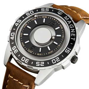 EUTOUR E026 Orologio da Polso al Quarzo con Movimento Magnetico, Cinturino in Pelle e Tela, Design Innovativo con Sfera Magnetica in Lega Rotonda - Product Image 5