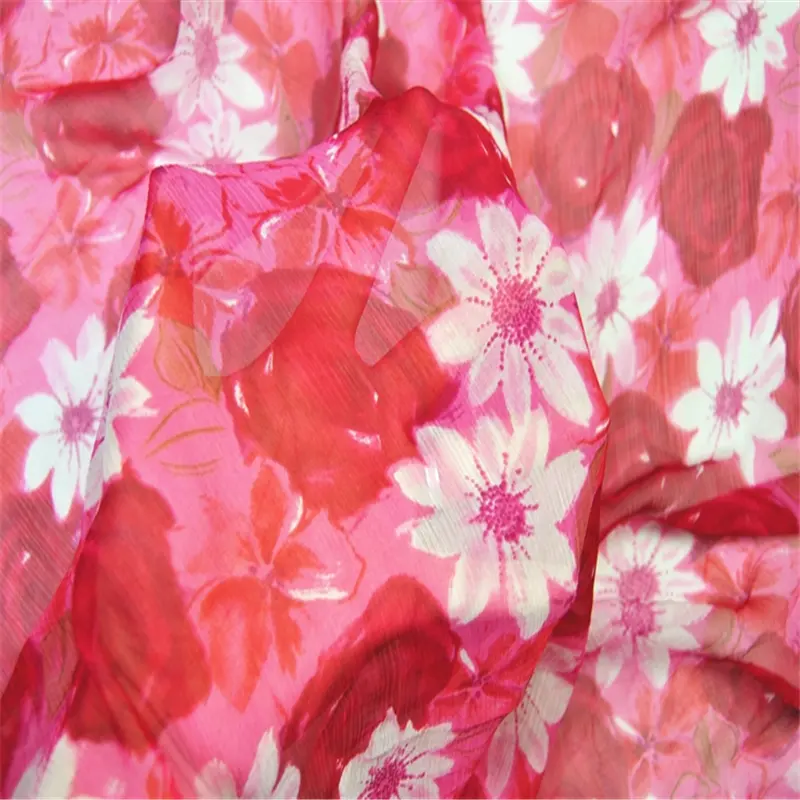 Высококачественный легкий материал Красивая хорошая цена цифровая печать розовый шелк креп-Жоржет ткань для ткани