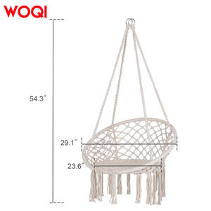 Fauteuil suspendu rond en textile blanc Woqi avec pompon, capacité de charge de 120 kg, utilisation intérieure et extérieure - Product Image 2