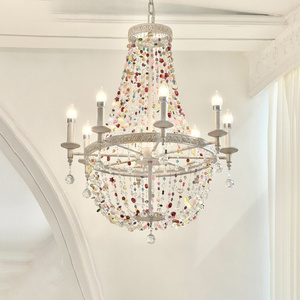 Lustre en cristal de couleur moderne de style campagnard français, villa, cour, <span class=keywords><strong>salle</strong></span> de banquet pour la décoration de la maison - Product Image 1