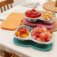 304 conteneurs à collations en acier inoxydable couvercles en silicone réutilisables 2 compartiments stockage des aliments boîtes à lunch empilables pour l'école de bureau