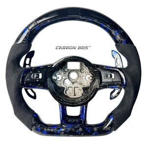 Personnalisation d'usine pour le volant de voiture en cuir suédé et fibre de carbone avec LED, pour mise à niveau des anciens modèles Polo Golf MK7 et MK6 - Product Image 1