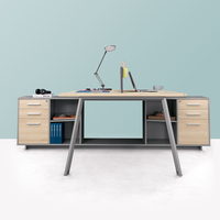 Bureau de travail en banc pour employés LEADCOM G-FN624B, bureau de direction écologique E0 avec armoire de rangement intégrée