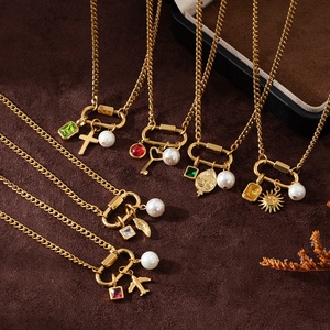 Mujer Clap Slip Llavero Zircon Aircraft Uncle Wings Pearl Love Colgante Chapado en oro 12 meses Piedras de nacimiento - Product Image 5