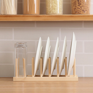 Solid Wood Dish <b>Rack</b> Multifunctional Kitchen Storage Draining <b>Rack</b> For <b>Plates</b> Bowls Square Design - Product Image 1