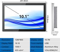 Nouvel écran tactile interactif industriel intégré de 10,1 pouces, écran capacitif multi-touch, affichage frontal IP65 étanche