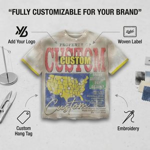 OEM Wholesale Oversized Solid Short Sleeve T-Shirt 300Gsm 100% Cotton acid wash tee Custom Print <b>Logo</b> High Quality men t shirt - Product Image 3