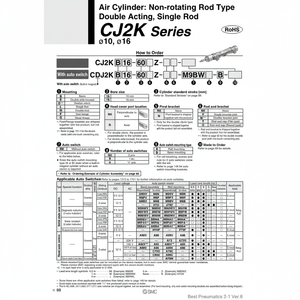 กระบอกลมนิวเมติก SMC CDJ2KB16-45Z-B ชิ้นส่วนนิวเมติก - Product Image 1
