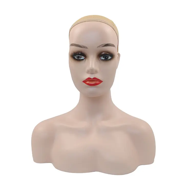 Female Mannequin Head Women Light Wig Body Dark Shoulder Style Time Stand Color Support Material Brown