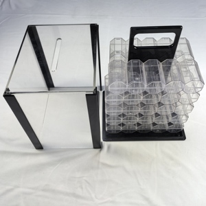 QinLong Factory Supply Bird Cage Carrier Case 1000ct <span class=keywords><strong>Jetons</strong></span> de <span class=keywords><strong>Poker</strong></span> en acrylique transparent avec 10 Set 40MM ABS Chip Box - Product Image 3
