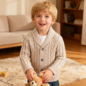 Spring Kids Girls <strong>Knitted</strong> Cardigan Simple Children's Clothing Infant Boy 100% Cotton <strong>Sweater</strong> Coat Custom - Product Image 4