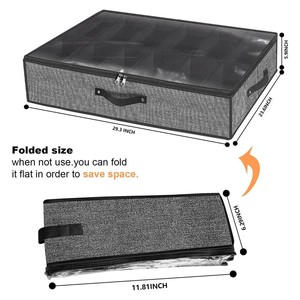 Sturdy 12-Cell Foldable <strong>Fabric</strong> <strong>Underbed</strong> Shoe <strong>Storage</strong> Bins Rectangle Organizer with Weaving Technics Closet <strong>Storage</strong> for Shoes - Product Image 3
