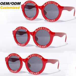 刻まれた手紙ラウンドフレームサングラスイーグルアイファッションラウンドサングラス女性セックス安いUV400サングラス - Product Image 1