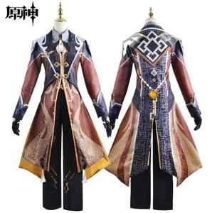 Ecowalson juego <span class=keywords><strong>Genshin</strong></span> <span class=keywords><strong>Impact</strong></span> Zhongli <span class=keywords><strong>Cosplay</strong></span> disfraz Zhong Li Archon conjunto completo peluca guantes ganar peluca para hombres trajes Halloween - Product Image 2